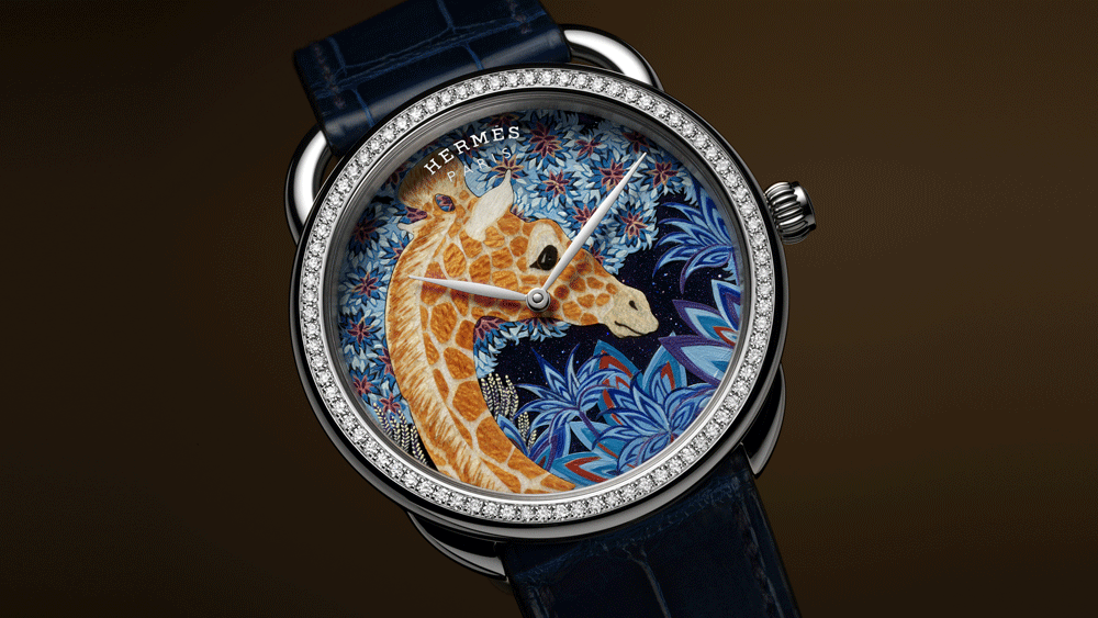 Mặt số tinh xảo của đồng hồ Hermès được ghép thủ công từ 195 mảnh gỗ