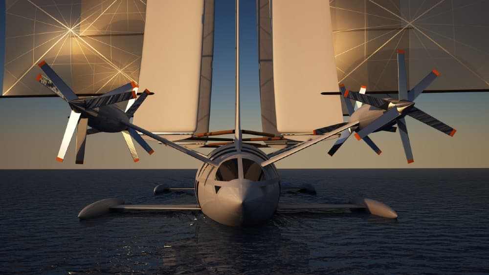 Chiếc du thuyền hai thân có thể biến thành một máy bay phản lực