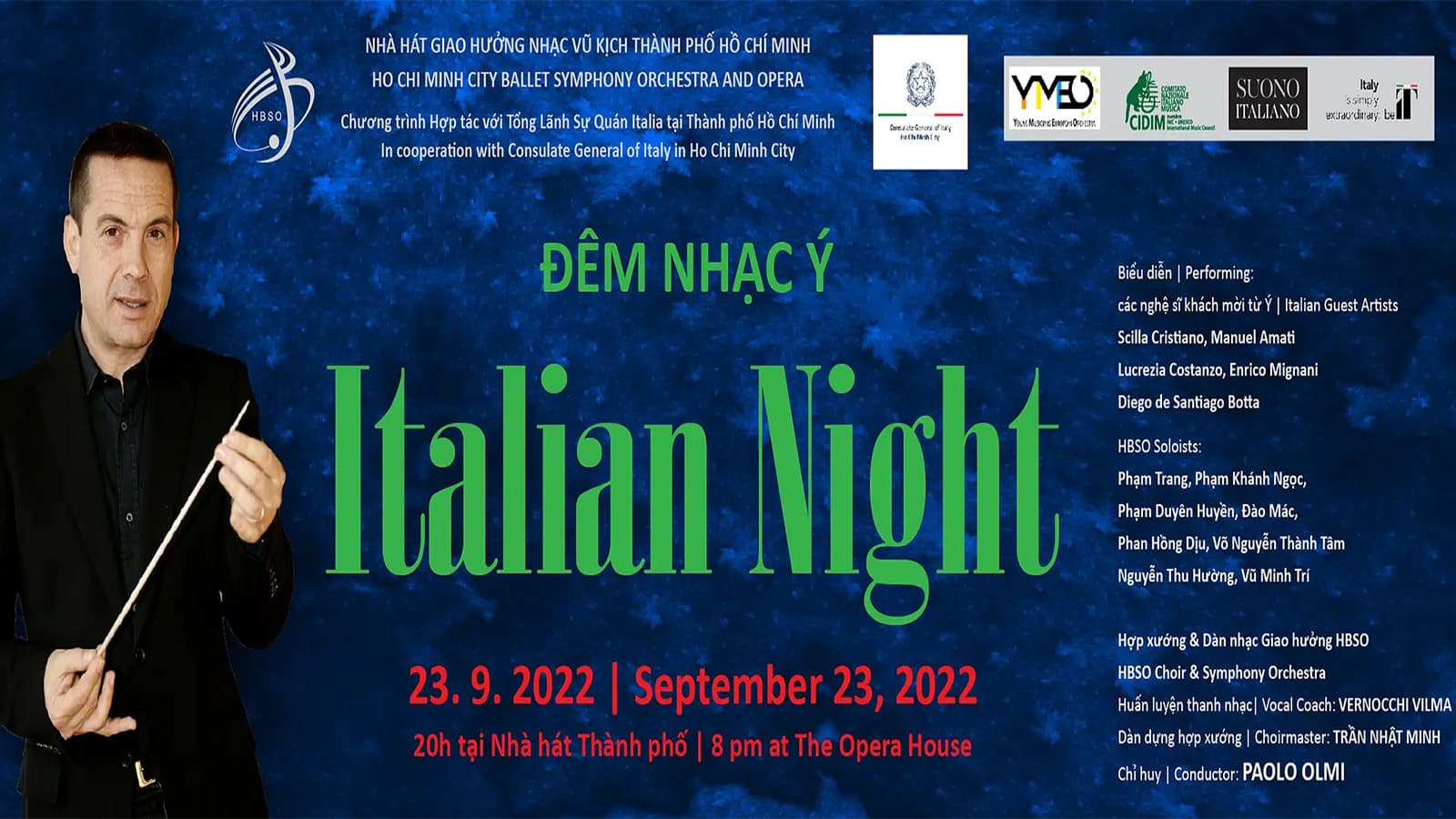Dàn nghệ sĩ tài năng quy tụ trong Đêm nhạc Ý – Italian Night tại Nhà hát Thành phố